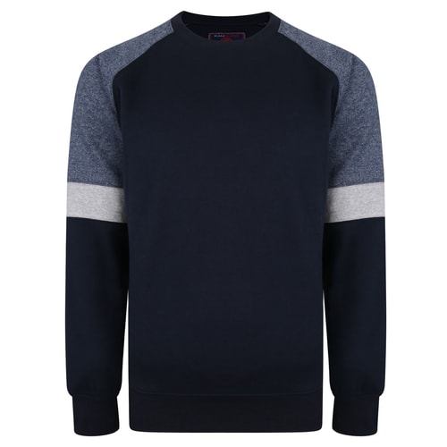KAM Panelled Crew Neck Sweater Navy